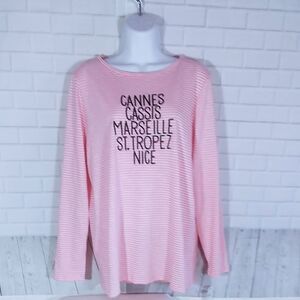 Talbots T Shirt Size X Plus Pink Stripe